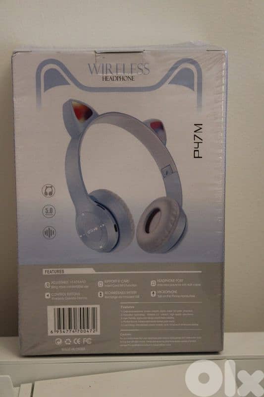 P47M RGB Cat Ear Wireless Headphones - New Sealed 1