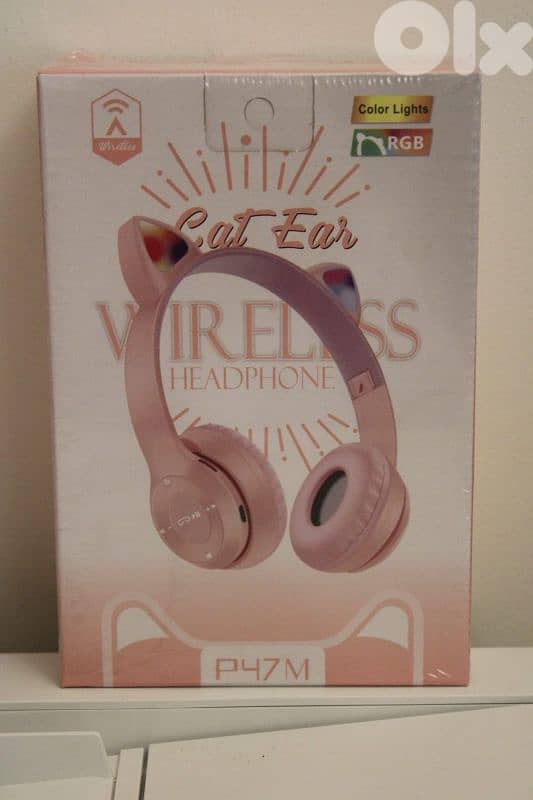 P47M RGB Cat Ear Wireless Headphones - New Sealed 2