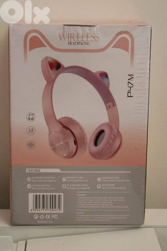 P47M RGB Cat Ear Wireless Headphones - New Sealed 3