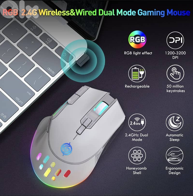 K-Snake BM520 9-button 2.4G RGB Wireless Dual-mode Gaming Mouse 6