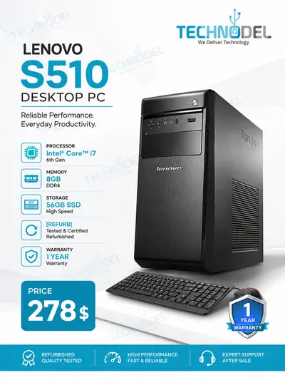 LENOVO S510 Desktop core i7 256gb ssd