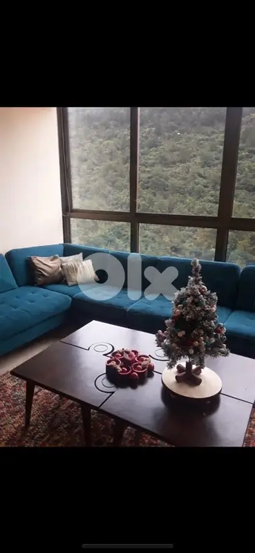 dark green sofa