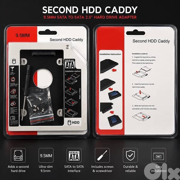 Second HDD Caddy – 9.5MM SATA to SATA Adapter 0