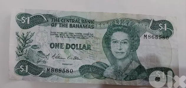 Bahamas Banknote Memorial Queen Elizabeth II year 1974