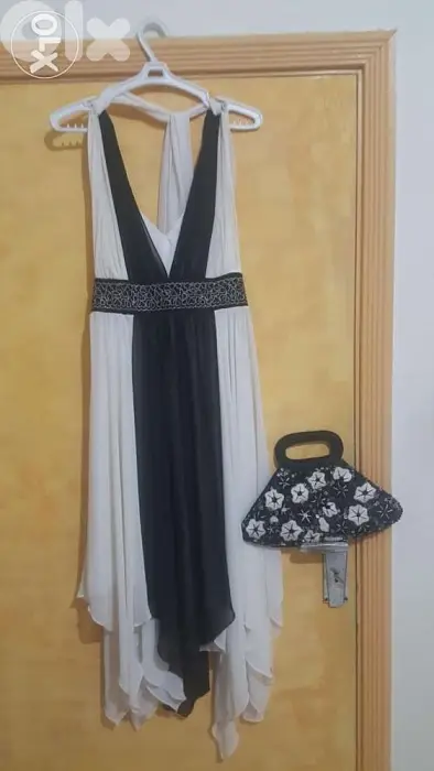 Sateen istanbul chiffon dress size 40 & CLAIRE LANGFORD clutch فستان