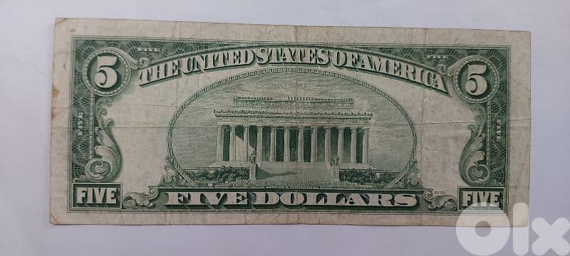 USA Five Dollars Silver Certificate Banknote year 1953 1