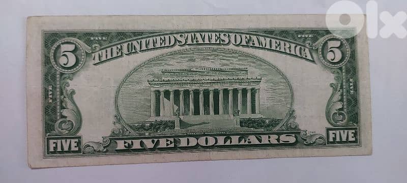 USA Five Dollars Silver Certificate Banknote year 1934 Memorial 1
