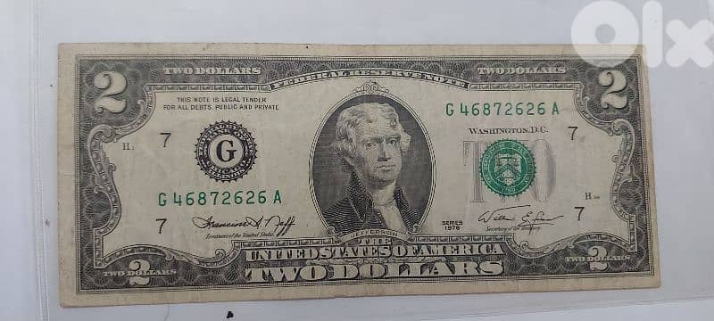 USA Two Dollars Banknote year 1976 0