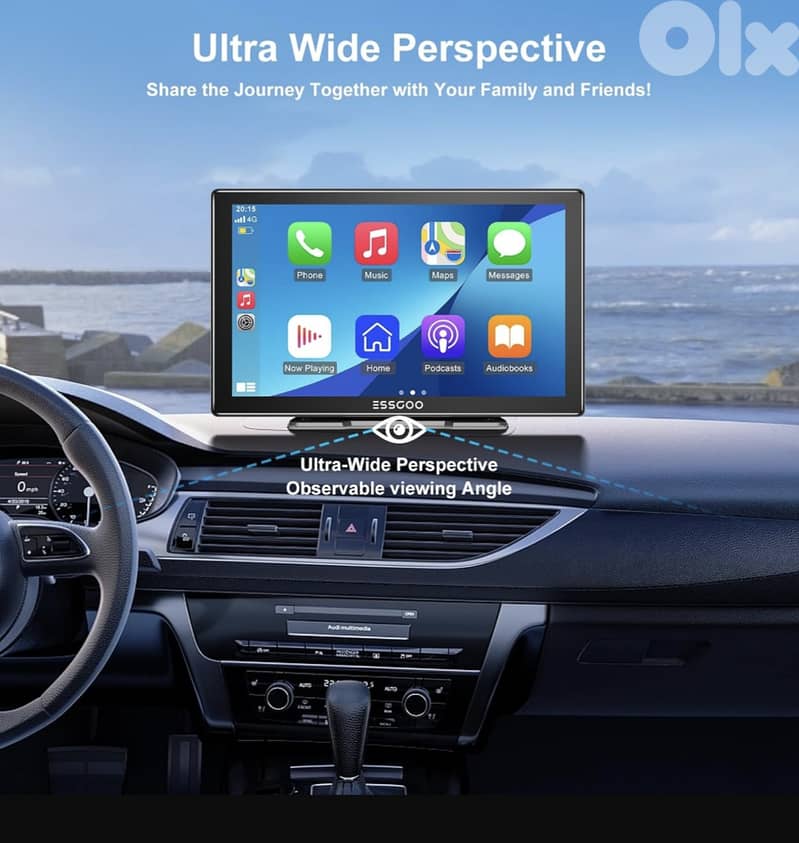 ESSGOO 9" IPS CarPlay Screen, Wireless A-pple CarPlay & Android 2