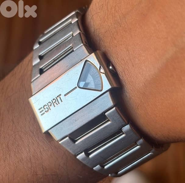 Vintage Authentic ESPRIT 805 Jump Hour Watch-Rare Retro with Box-Steel 0