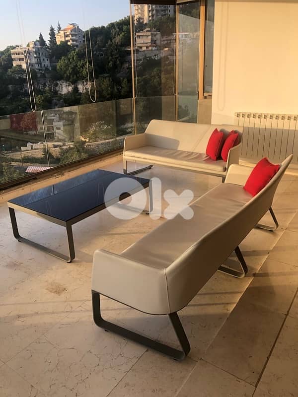 set armchair sofa leather 3 pieces 0