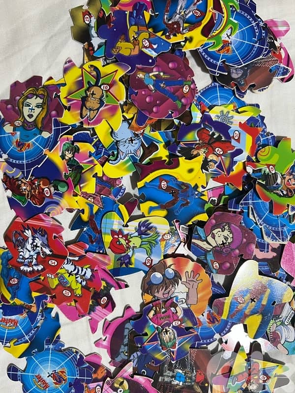 vintage collection pogs, cards and stickers 0