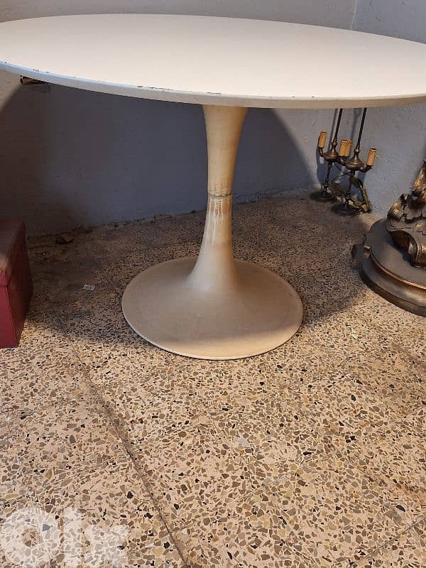 vintage french 4 chairs and fiber round table 6