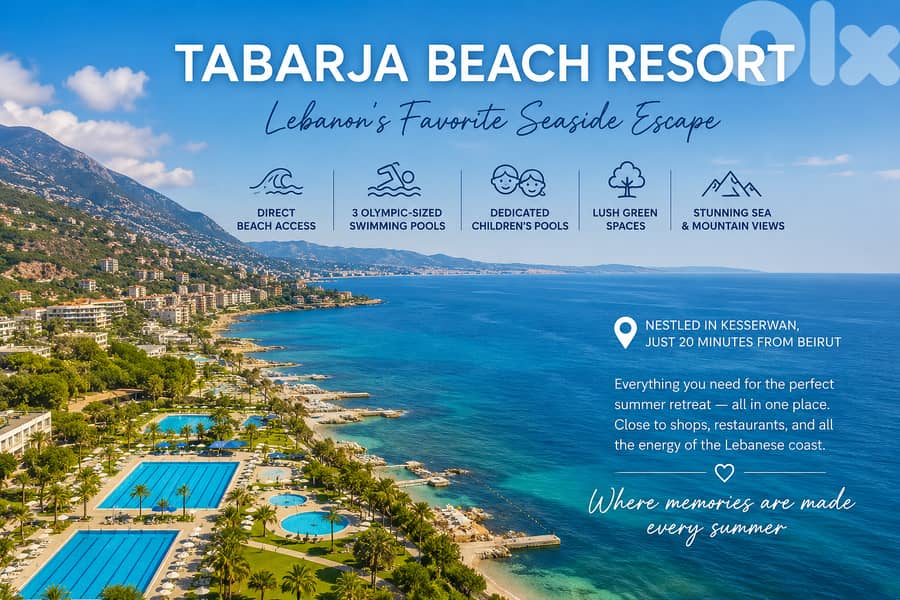 Cabin for rent in Tabarja Beach resort 0