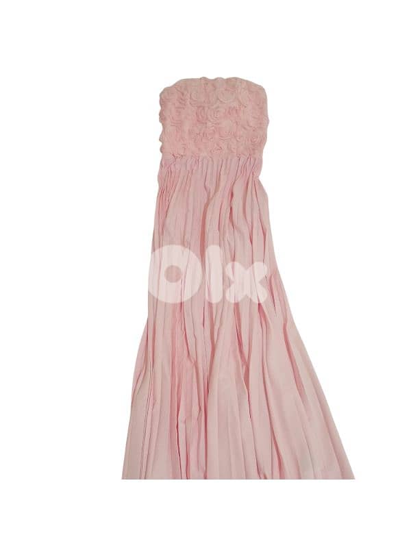 Stunning Pink Rosette Evening Gown 0
