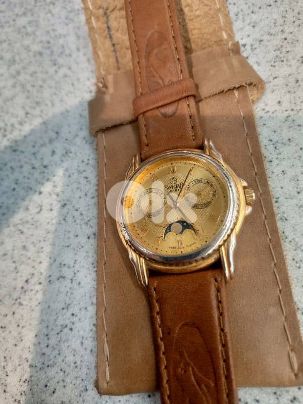 Swistar Triple Calendar Moonphase 18K Gold Plated  Swiss Made 0