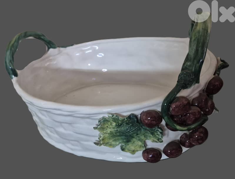 White Woven Ceramic Basket 1