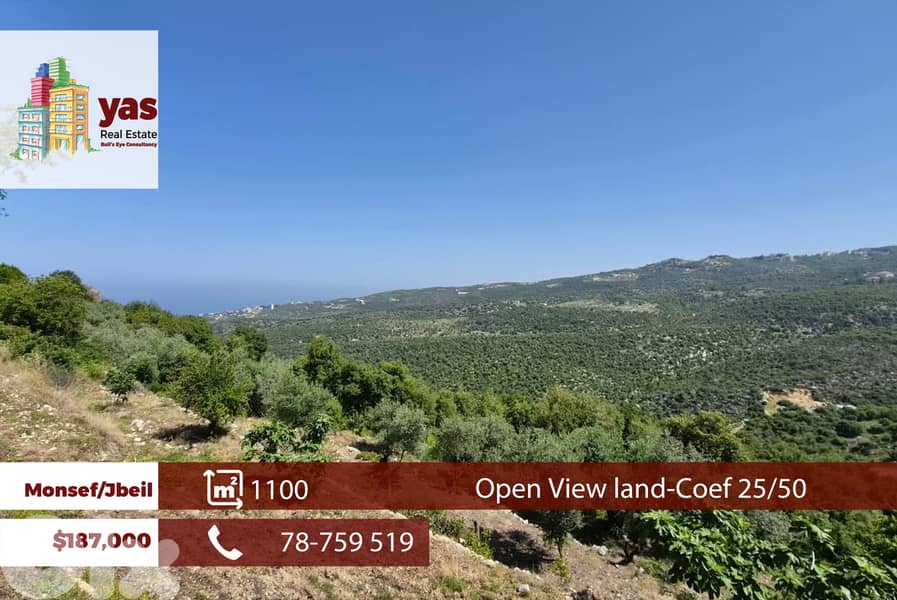 Monsef/Jbeil 1100m2 | Sea View Land | Coeff 25/50 | MCH 0