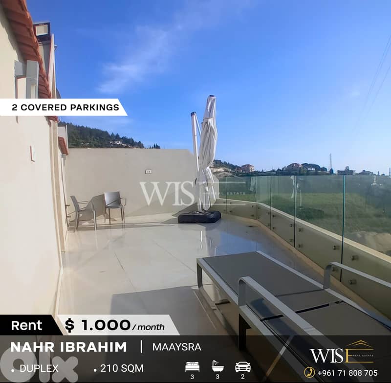 210 SQM Furnished & Equipped Duplex for RENT in Nahr Ibrahim! 0