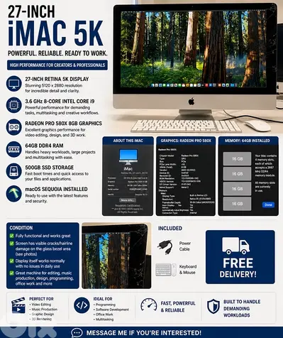 Apple iMac 27” Retina 5K (2019) – Core i9 / 64GB RAM / Radeon Pro 580X