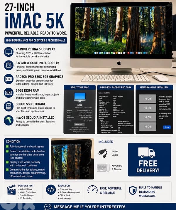 Apple iMac 27” Retina 5K (2019) – Core i9 / 64GB RAM / Radeon Pro 580X 0