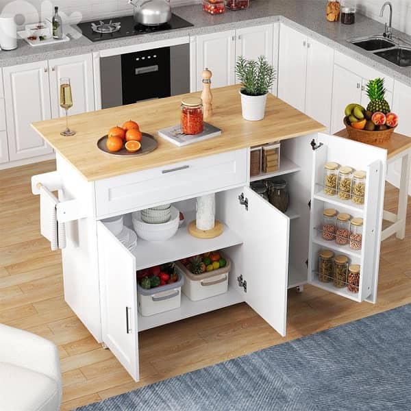 Kitchen Island with Folding Worktop 0