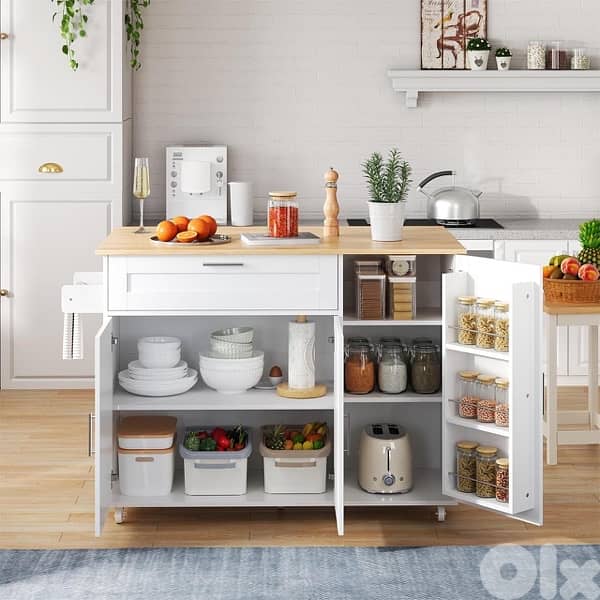 Kitchen Island with Folding Worktop 5