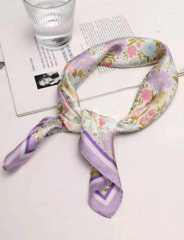 New Elegant Woman Boho Florals Print Lilac Square Scarf 0
