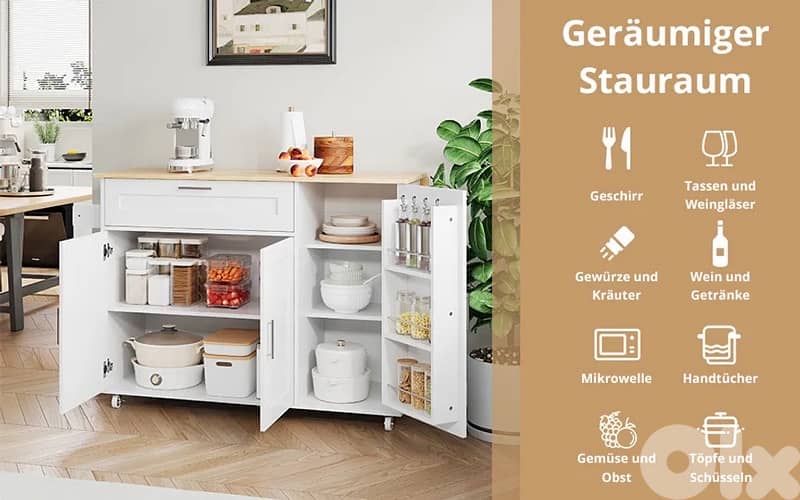 Merax kitchen trolley with extendable worktop 1