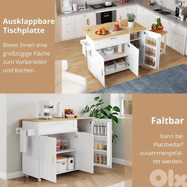 Merax kitchen trolley with extendable worktop 6