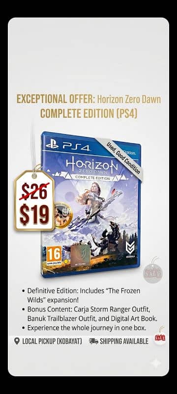 ps4 disc :Horizon zero dawn , complete edition 0