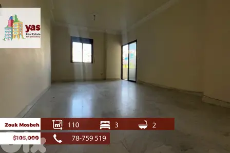 Zouk Mosbeh 110m2  | Calm Area | Well Maintained | Quiet Street |EH/RH