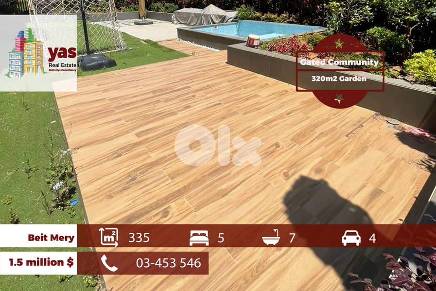 Beit Mery 335m2 | 320m2 Garden | Gated Community | Pool | TCH 0