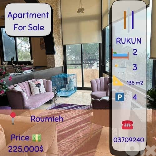 2 bdroom Apartment for sale in Roumieh heavenly view 135m2 for $225K 0