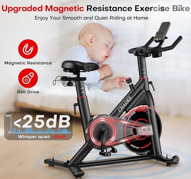 Exercise Bike, CHAOKE Quiet Adjustable Magnetic Resistance 4
