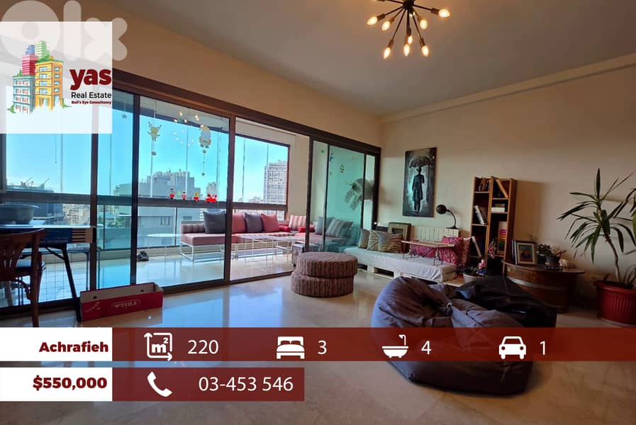 Achrafieh 220m2 | Decorated | Excellent Condition | View | OH 0