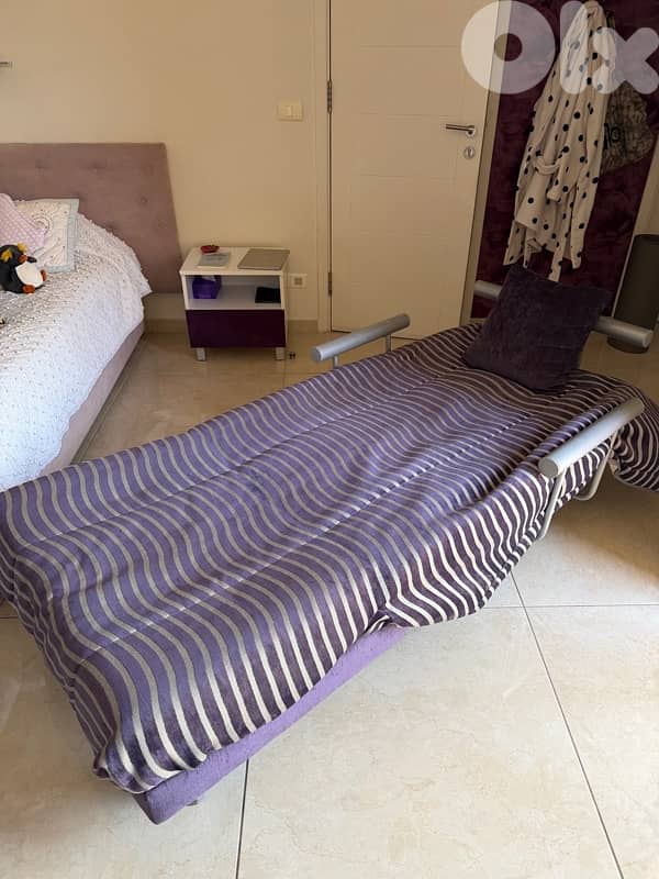 Purple Striped Convertible Chair Lounge 0
