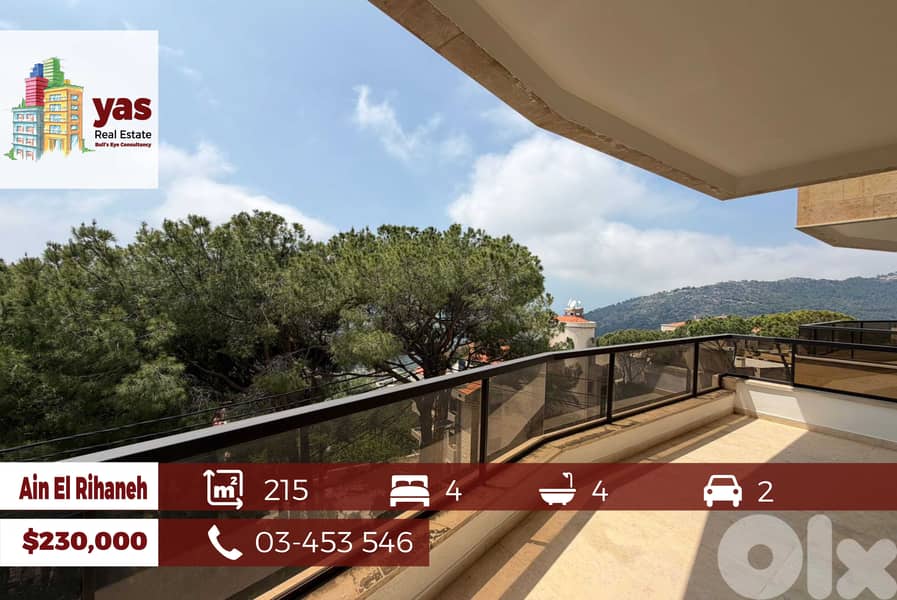 Ain El Rihaneh 215m2 | Mountain View | Classy Area | TO 0