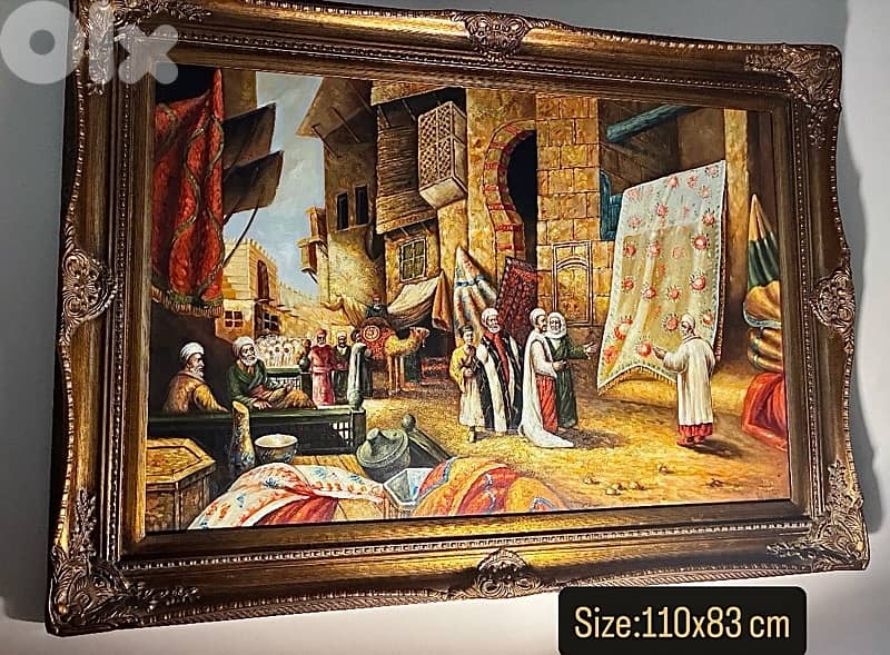 لوحة زيتية راقية /رسم عربي عراقي أصيل/ طابع عربي قديم 0