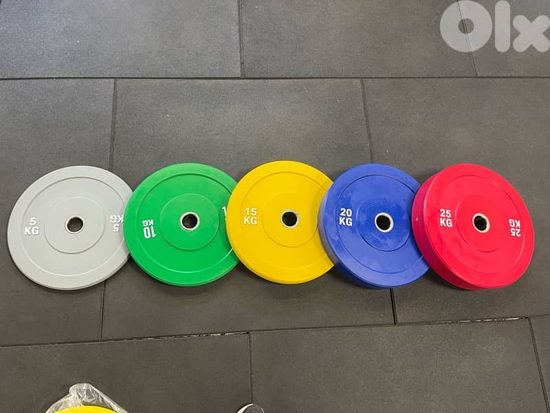 Professional Olympic Colored Bumper Plate Set 150KG 7