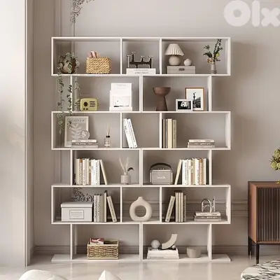 Geometric Bookshelf, 6-Tier S-Shaped Bookcase