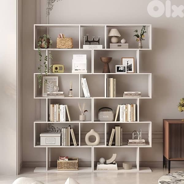 Geometric Bookshelf, 6-Tier S-Shaped Bookcase 0