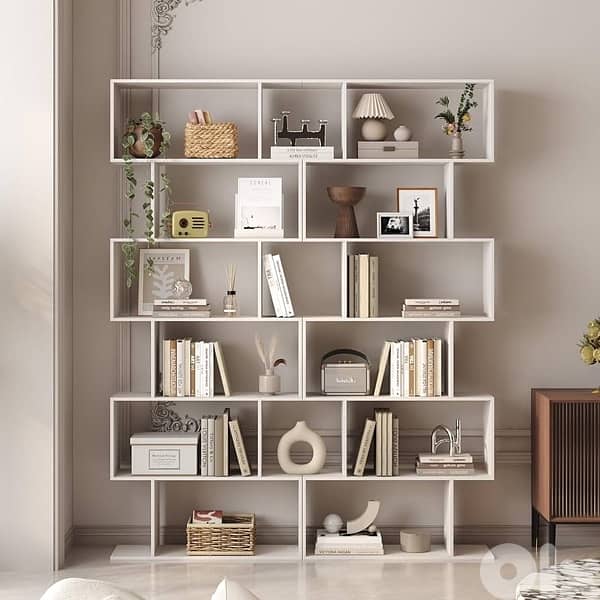 Geometric Bookshelf, 6-Tier S-Shaped Bookcase 2