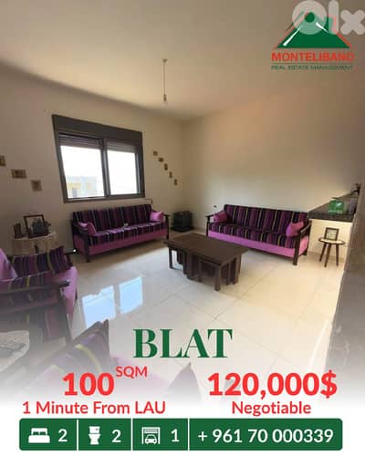 100 sqm Apartment in New Building For Sale in Blat بلاط