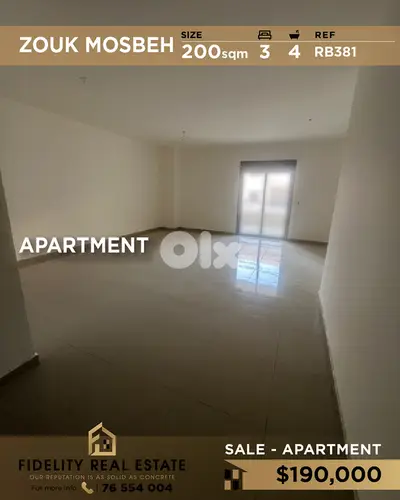 Apartment for sale in Zouk Mosbeh RB381 شقة  للبيع في زوق مصبح