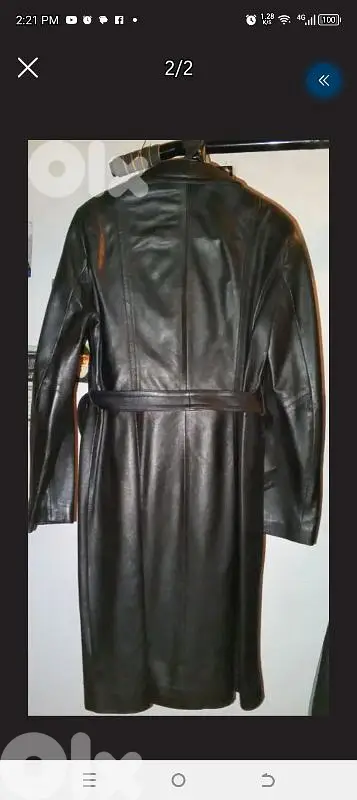 Black coat genuine leather size44