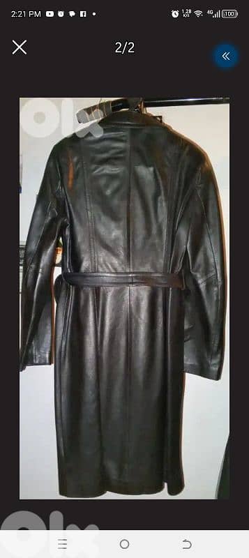Black coat genuine leather size44 0