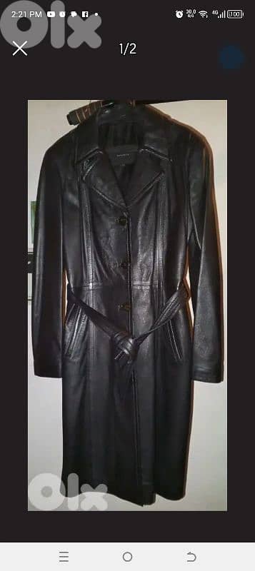 Black coat genuine leather size44 1