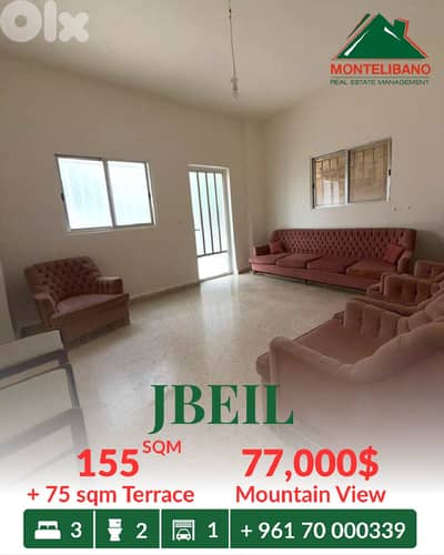 155 sqm Apartment For Sale in Jbeil جبيل with 75 sqm Terrace