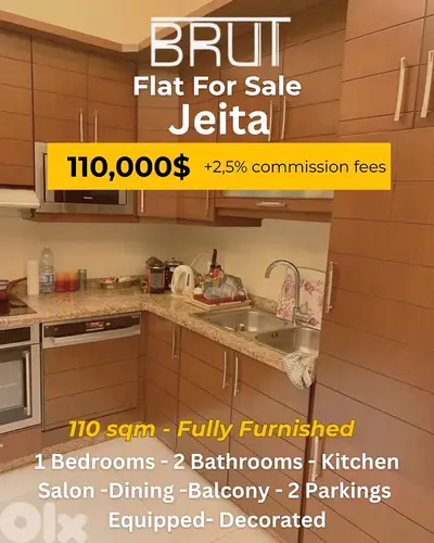 110 sqm studio apartment for sale in Jeita-fully furnished